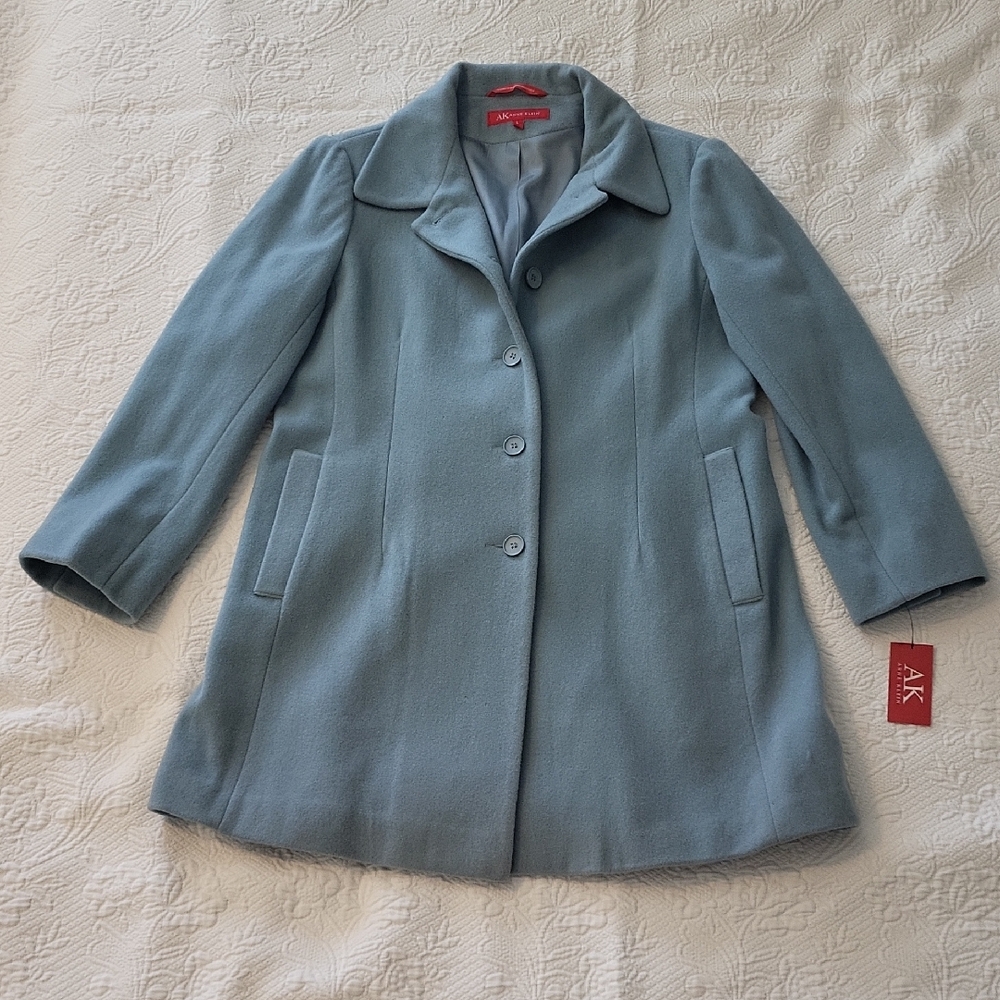 Vintage Anne Klein Women's Light Blue Pea Coat